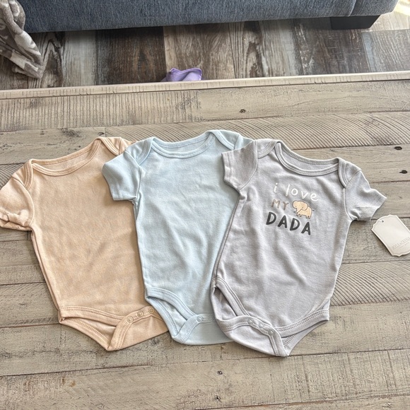 Kyle & Deena Other - Charming Baby Bodysuit Trio - Cream, Blue, and Gray